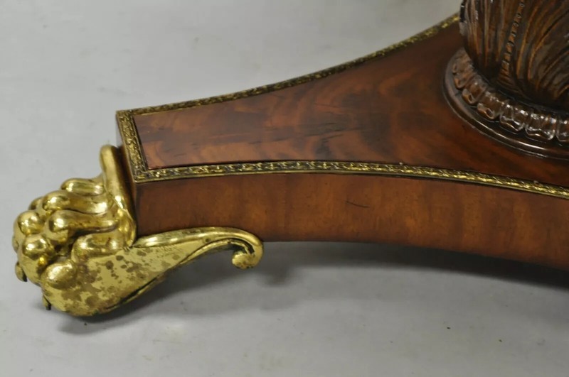 Maitland Smith French Empire Regency Leather Top Brass Feet Center Drum Table gallery