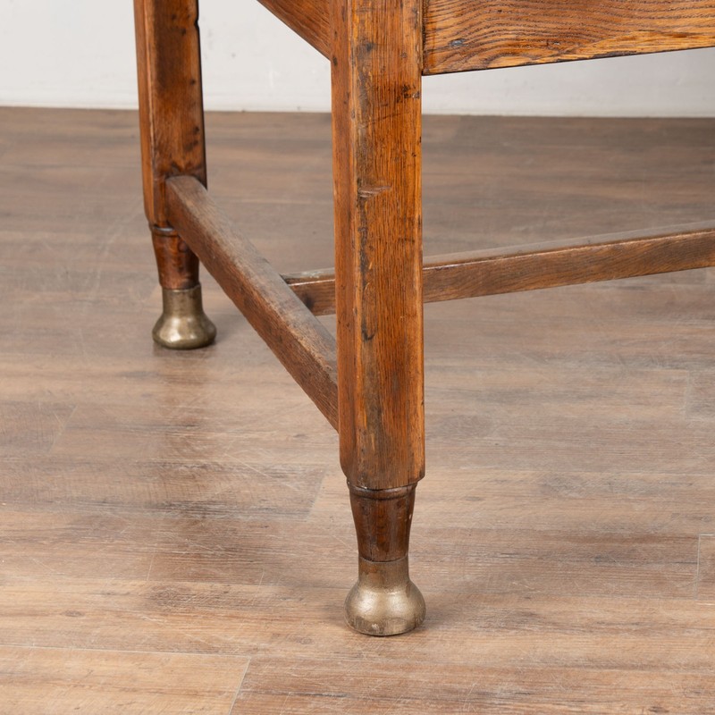 20th Century Large Danish Oak Writing Library Table with Red Leather Top gallery