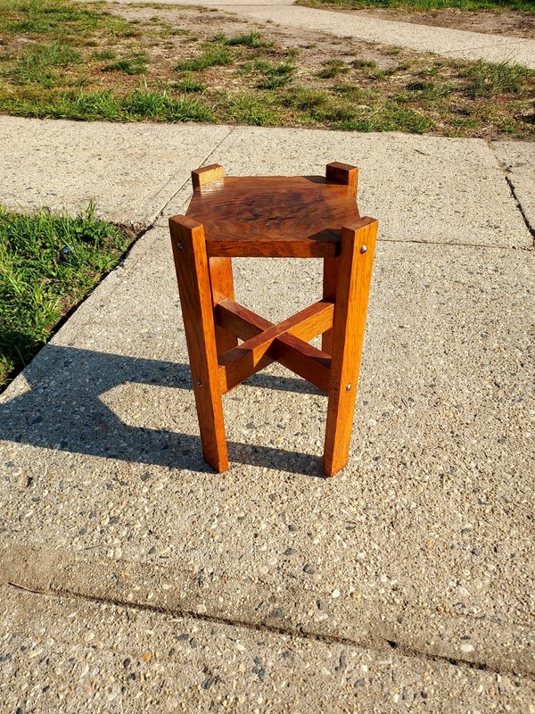 Vintage Solid Oak Mission Plant Stand 18"× 12"× 9" gallery