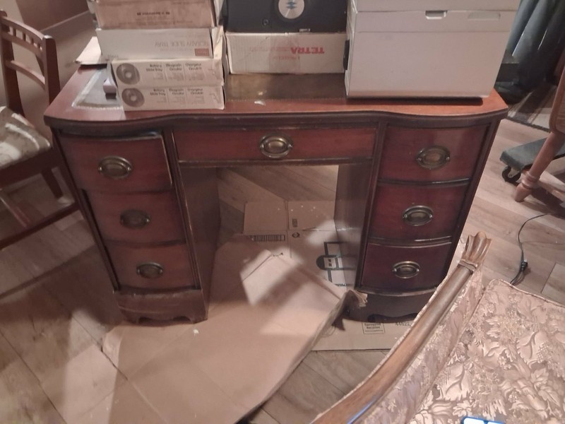 Antique Victorian Wood Side Table with Decorative Floral Top gallery