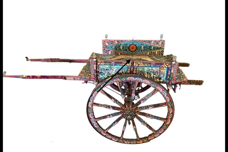 EXTREMELY RARE SICILIAN CARRETTO 1800s ORIGINAL WEDDING CART