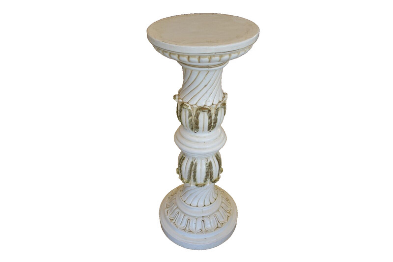 Vintage White Faux Marble Pedestal Plant Stand gallery