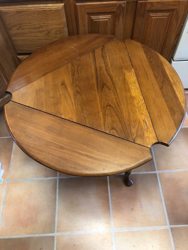 Statton Trutype Table Cherry Wood Drop Leaf Queen Anne Triangle Side Vintage gallery