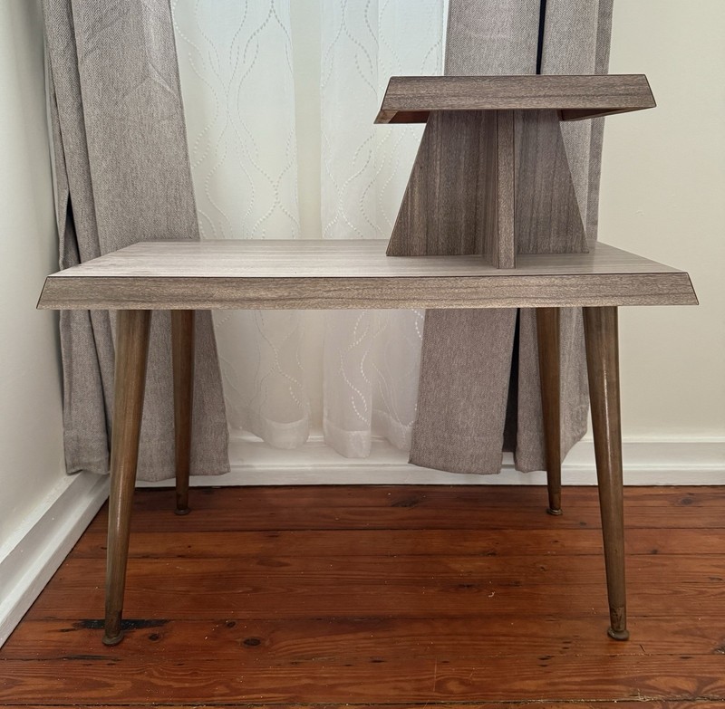 Mid Century Table/ Vintage Telephone Table/rustic table/End Table/ Two Tier Step gallery