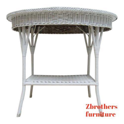 Antique Wicker Outdoor Porch Petite Sofa Hall Serving Table