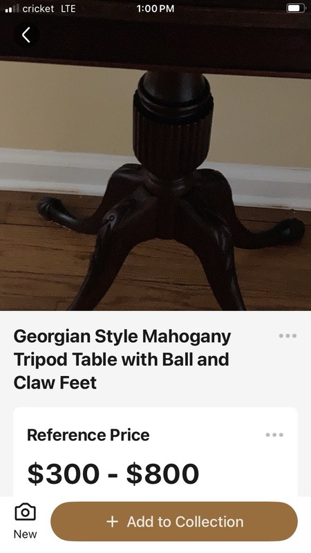 Georgian Style Mahogany Tripod Table With Ball And Claw Feet Antique gallery