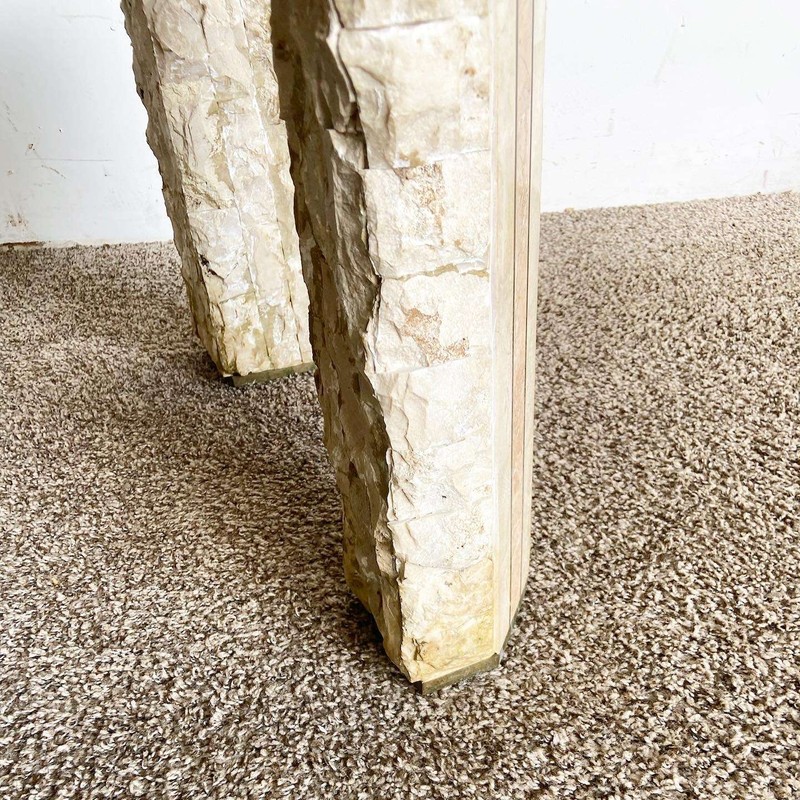 Postmodern Beige and Pink Tessellated Stone Side Table gallery