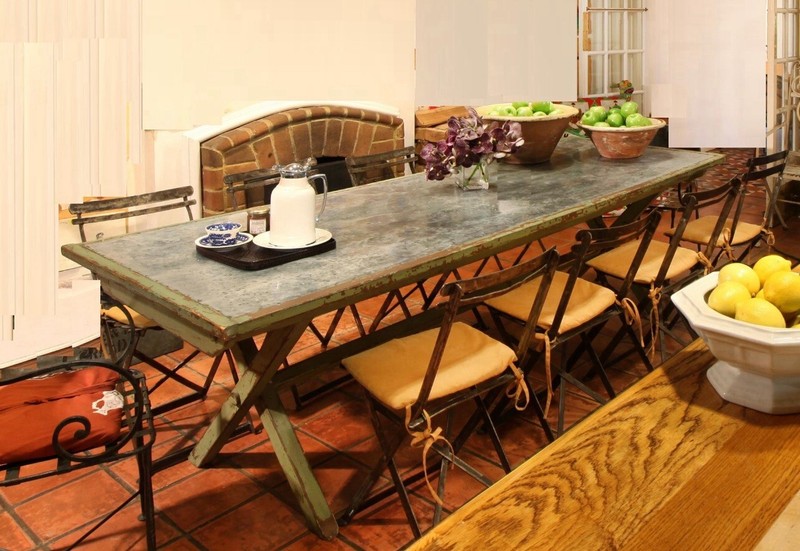 Retail $9,500. Rustic Kitchen Farmhouse Style Table in Zine and Wood gallery
