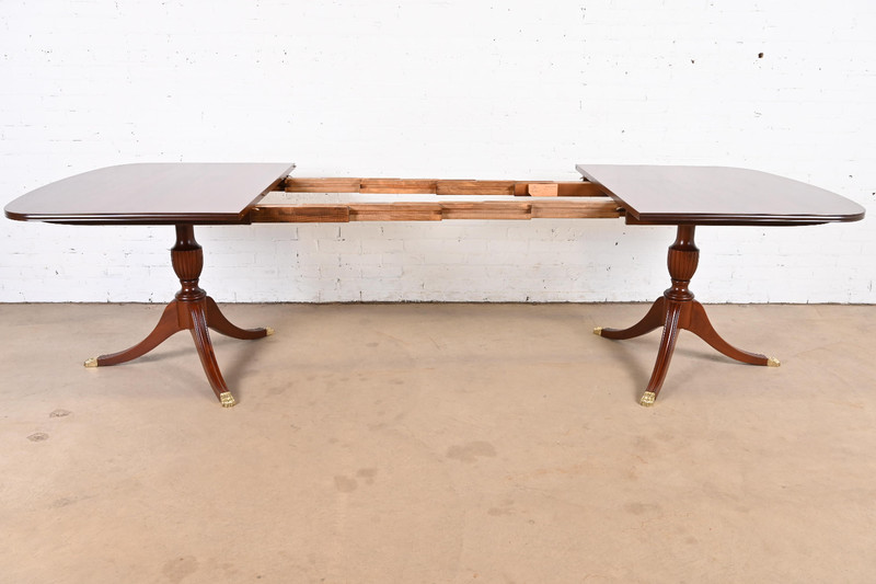 Henkel Harris Georgian Mahogany Double Pedestal Extension Dining Table gallery