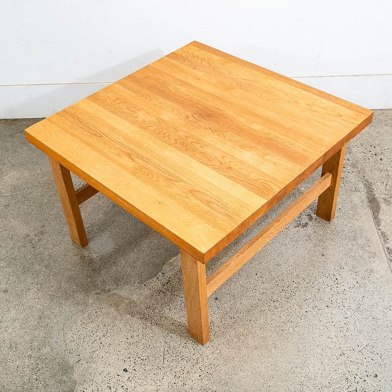 Mid Century Danish Modern Side Coffee Table End Square Solid White Oak Wood Mcm