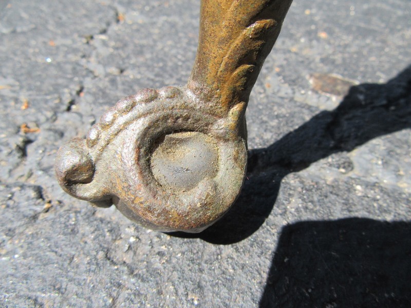 ANTIQUE PARLOR TABLE/BALL & CLAW GLASS + METAL FEET/LOTS OF REPAIRS! gallery
