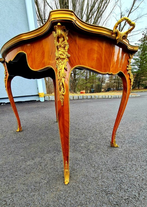 Marquetry French style tea table gallery