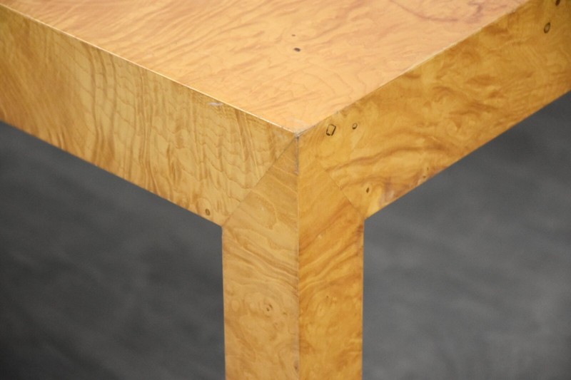 Milo Baughman Seamless 84” Parson Burl Dining Table gallery