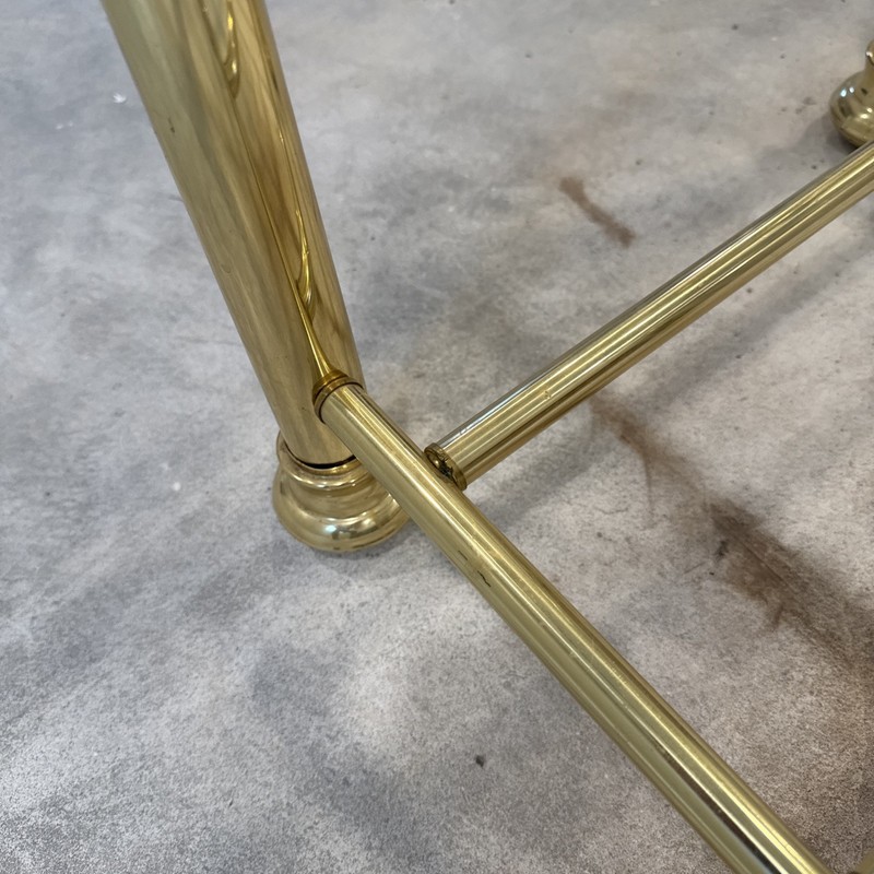 Vintage Italian Brass & Glass Mid-Century Modern End Side Tray Tube Retro Table! gallery
