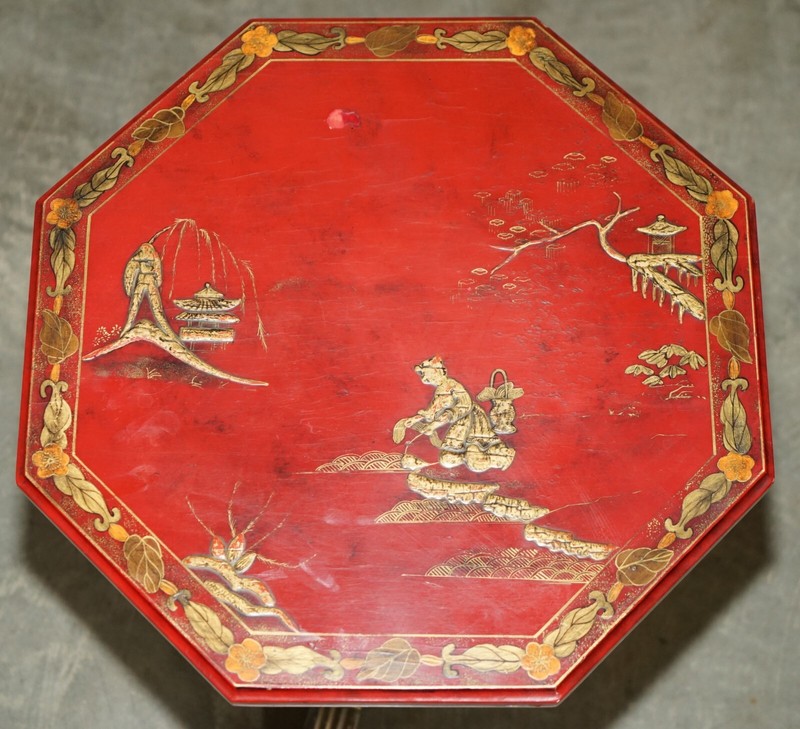 ANTIQUE CIRCA 1920 CHINESE CHINOISERIE BRASS FRAMED SIDE END LAMP WINE TABLE gallery