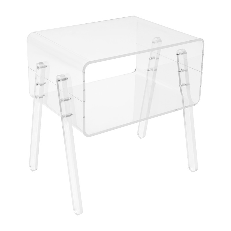 Clear Acrylic Side Table 33lbs Load Open Storage Nightstand for Bedroom Bedside gallery
