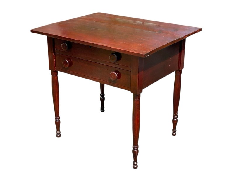 Antique Pennsylvania Pine Work Table with Heart Shaped Escutcheon gallery