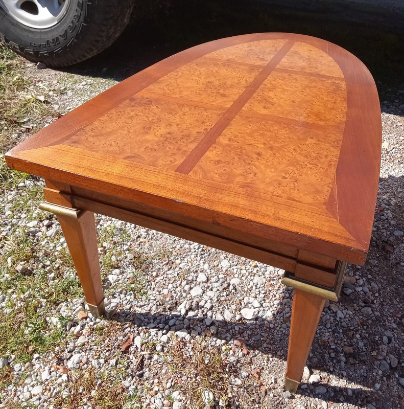 Mid Century Mahogany & Burl Elm Shield Top End Table (1 table) (RP) (ET537) gallery