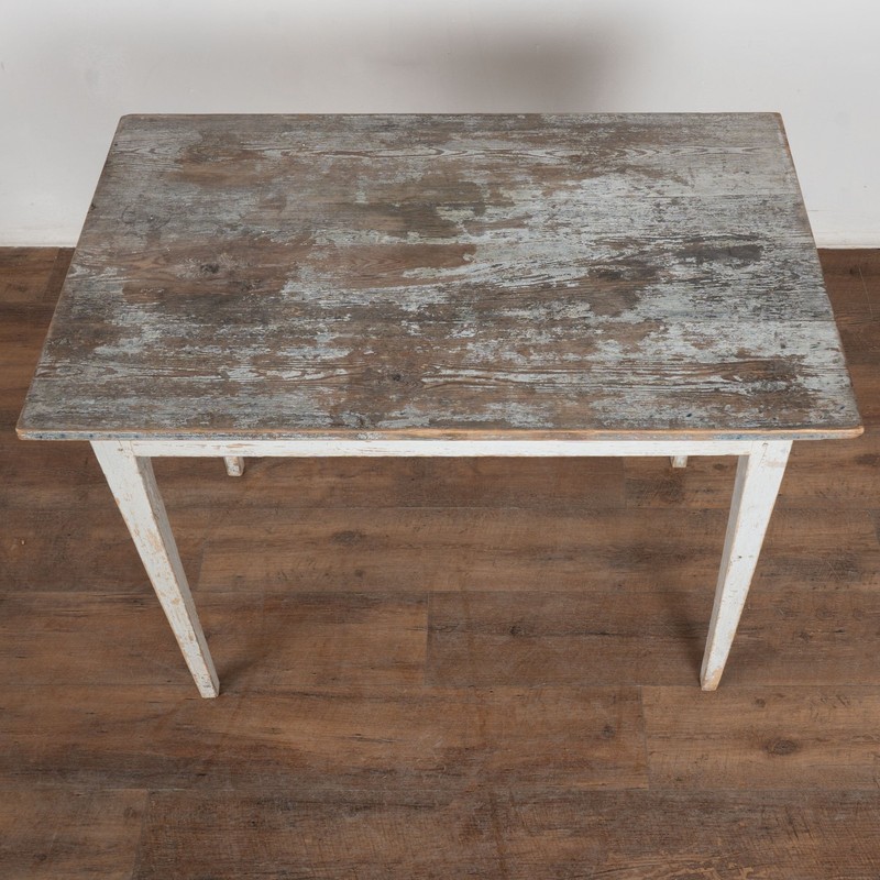 19th Century Original Gray Painted Swedish Pine Side Table gallery