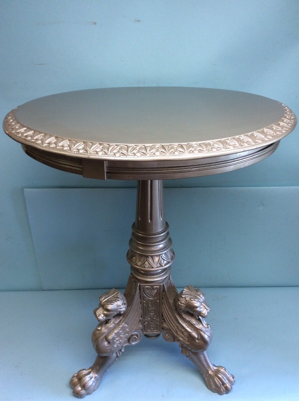 Hollywood Regency Silver Gray Horner Griffin Table 30” High