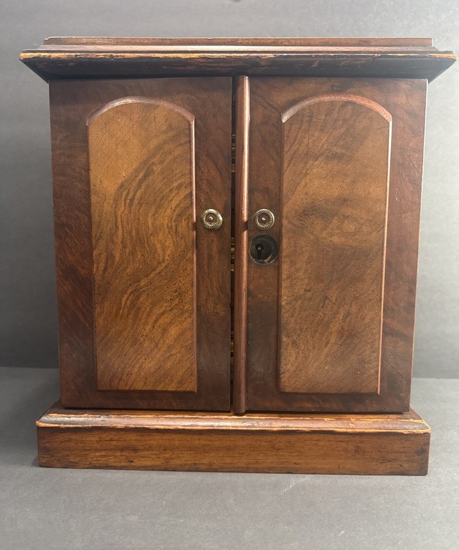 19th Century Victorian walnut table top collector’s cabinet (SEE PICS!!)
