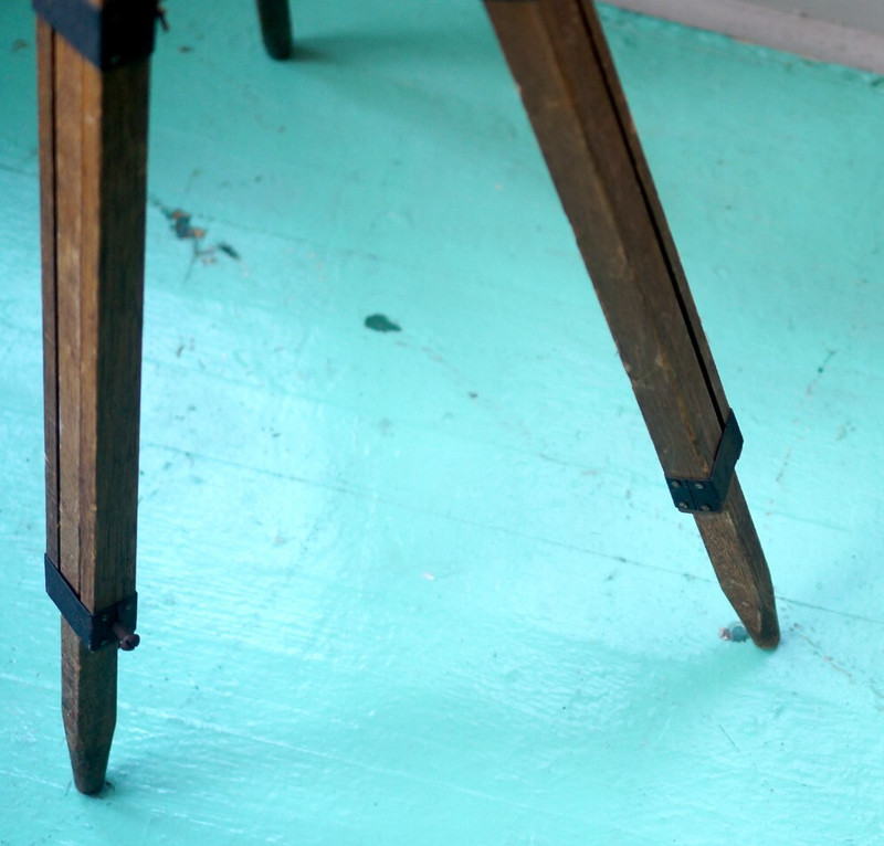 Beautiful Antique Mounted Tripod Desk Table Stand with Adjustable Legs gallery