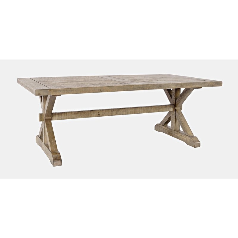 Carlyle Crossing Modern Rustic Distressed Solid Wood Coffee Table with Trestle gallery