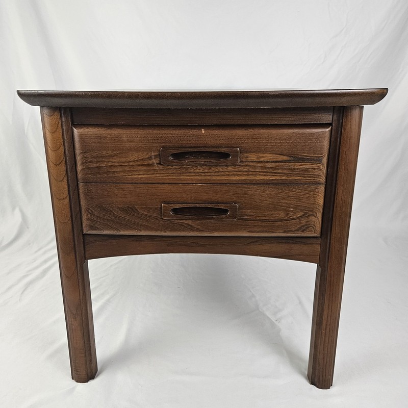 Mid-Century End Table Walnut w Drawer 60's Vintage Harmony Furniture gallery