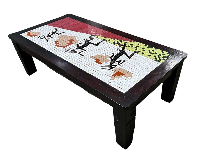 Antique Kokopelli Southwestern Native American Mosaic Tile Coffee Table gallery