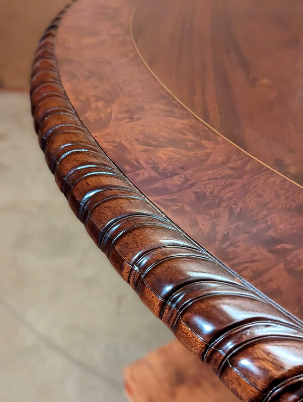 Round Chippendale Table with elm burl cross band top gallery