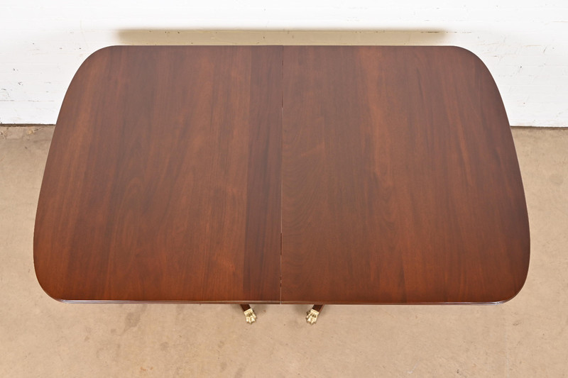 Stickley Georgian Mahogany Double Pedestal Extension Dining Table, Refinished gallery