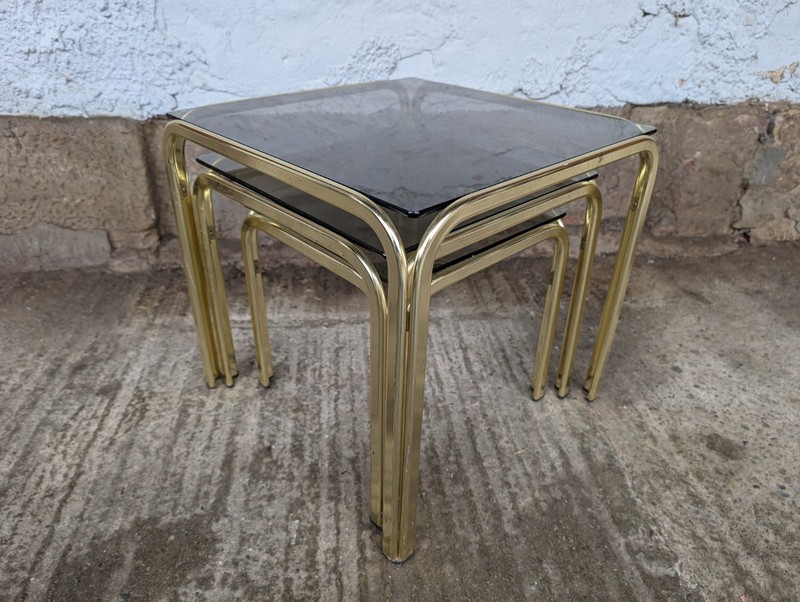 Nesting Tables 3X Side Tables Coffee Table 70S Hollywood Regency Vintage 80S gallery