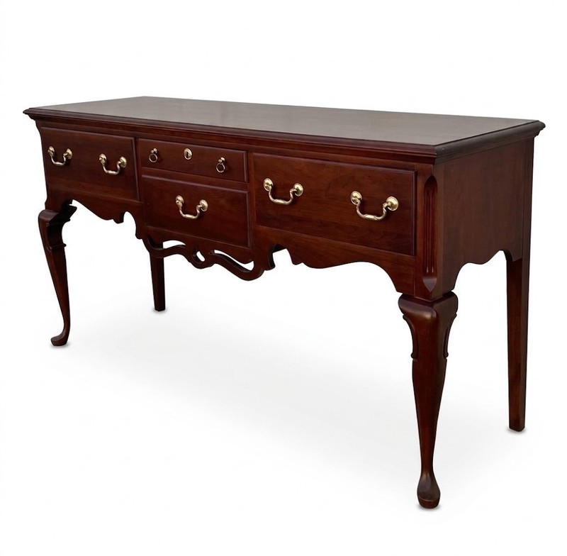 Pennsylvania House Cherry Console Table Vintage Queen Anne Buffet Server Lowbo H gallery