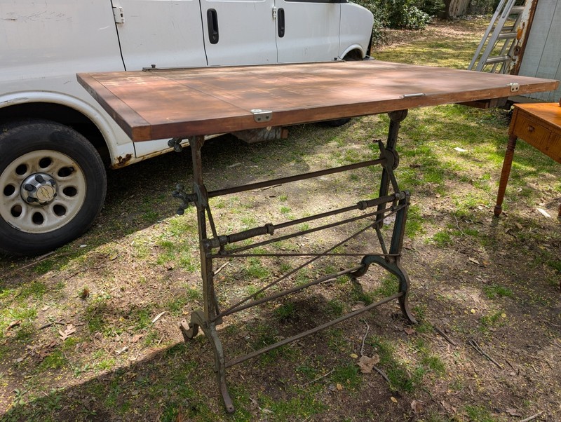 Antique Industrial Cast Iron Drafting Table Lambertville NJ Dated 1894 gallery