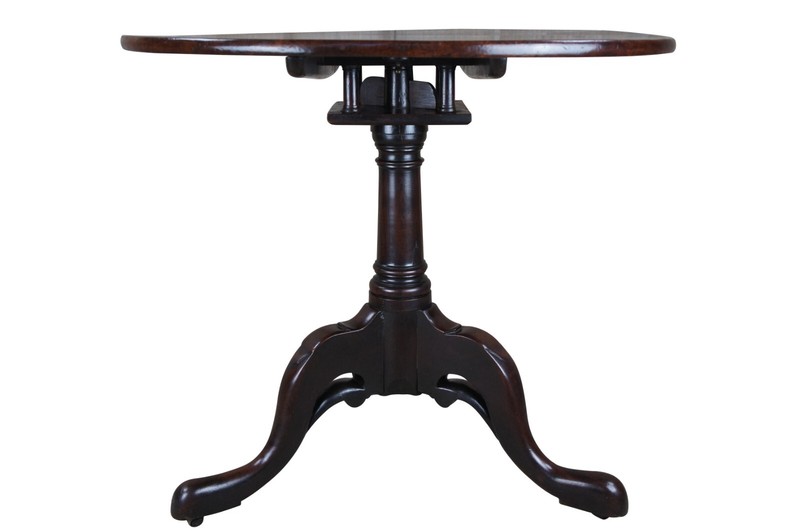 Antique 18th Century George II English Mahogany Tilt Top Birdcage Tea Table gallery
