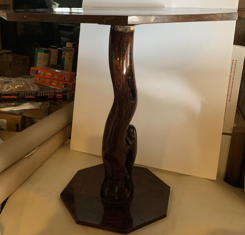 Vintage Handmade Polished Petrified Wood Small 8 Sided Table Furniture