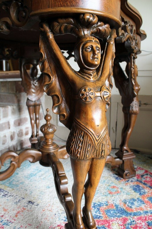 Rare 1920s Novelty Wood Carved Flapper Girl Table, by Amfurnoco gallery