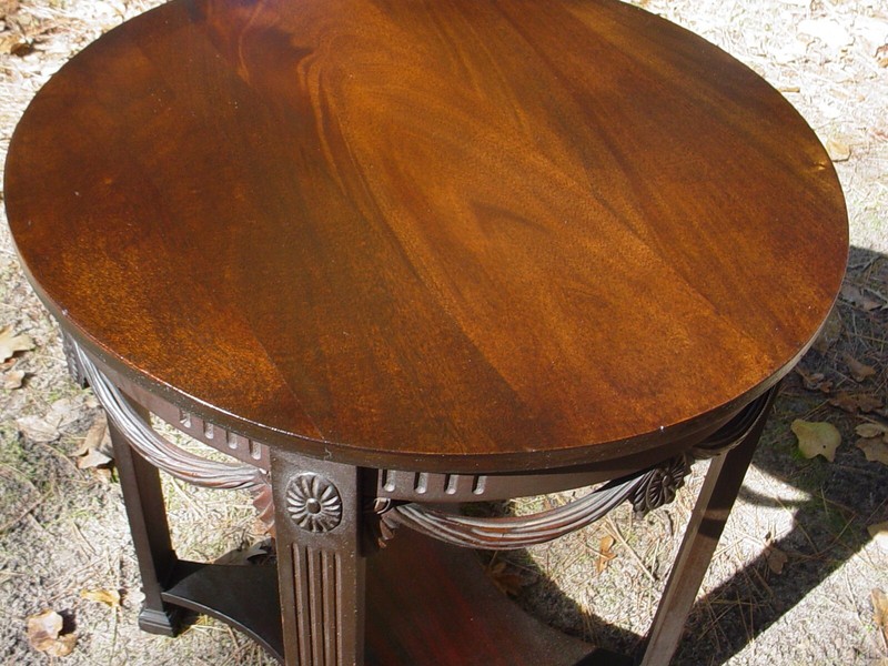 Very Pretty Round Top Mahogany Side Bedside Window Lamp Two (2) Tier Table gallery