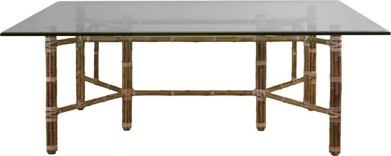 Mid Century Hollywood Regency Rectangular Bamboo Dining Table by McGuire With Gl gallery
