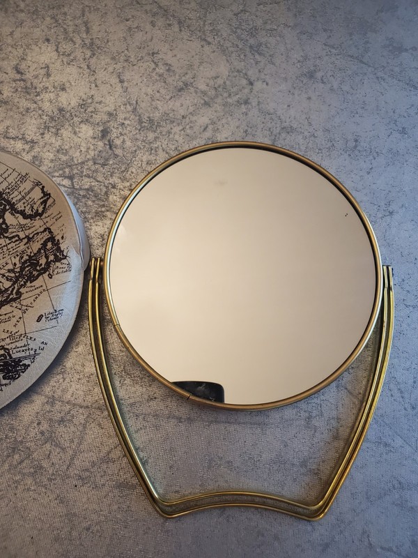 Neiman Marcus Vintage Standing Table Top World Mirror See Pic For Condition gallery