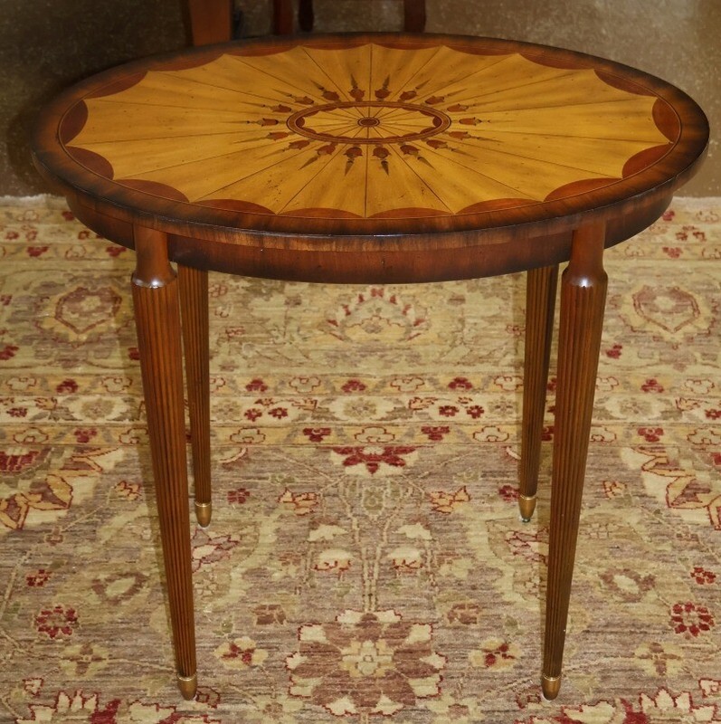 Maitland Smith Mahogany And Satinwood Inlaid Regency Style Cocktail End Table