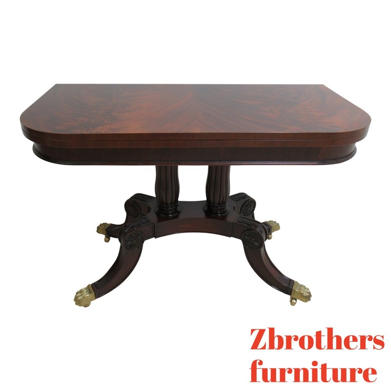 Councill Craftsman Furniture Flip Top Game Dining Table Paw Foot Flame Mahogany