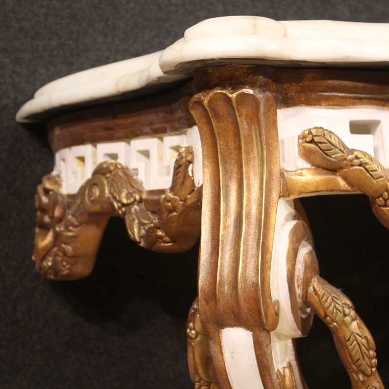 Console lacquered gilded wood marble 20th century furniture style Louis XV 900 gallery