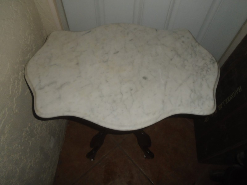 Antique Victorian Eastlake Large White Carrara Marble Top Walnut Carved gallery