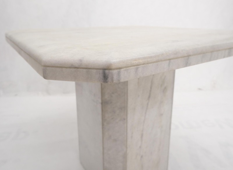 Grey & White Marble Square Mid-Century Modern Single Pedestal Side End Table gallery