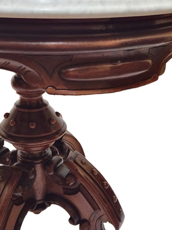 Center Parlor TABLE, Thomas Brooks, Renaissance Victorian, Marble, Pedestal,33"L gallery