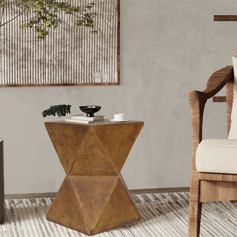 Outdoor Lightweight Concrete Side Table Elegant Geometric Accent Table Handmade gallery
