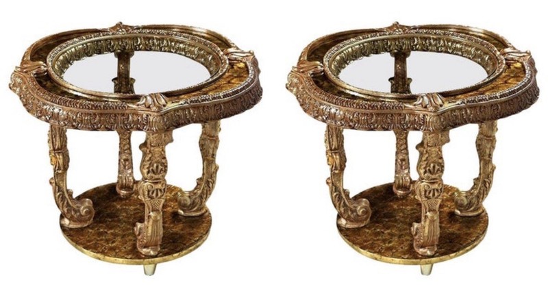 Capiz Abalone Shell Gilt Metal Italian Florentine Style End Tables