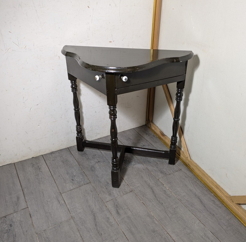 Vintage Rustic Wood Smoking Table Stand w Swing Out Ashtray Shelf Colonial 3-Leg gallery
