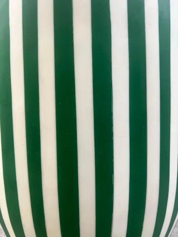Art Deco Style Green & White Cylindrical Resin Side, End Table or Stool, a Pair gallery